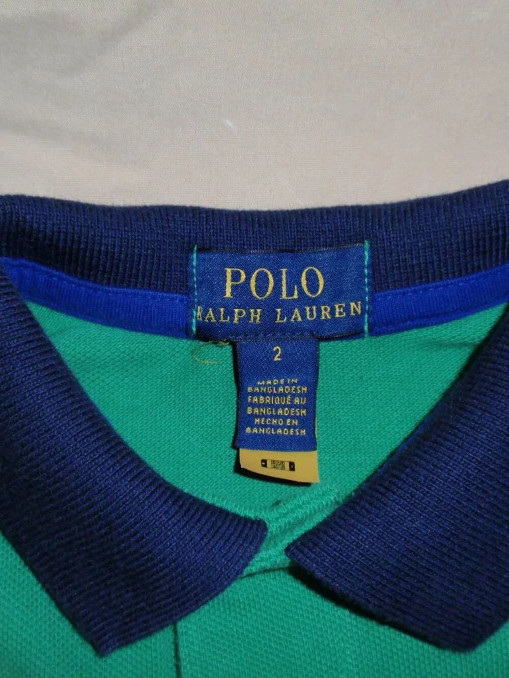Lot of 2 Ralph Lauren Bear Colorblock Short Sleeve Pique Polos Sz 18m 2t